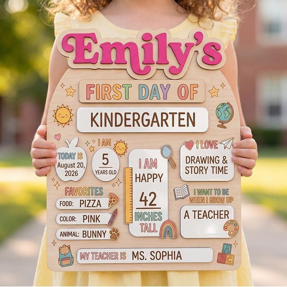 Personalized First Day of School Sign Reusable Back to School Sign Kit Gift for Kid