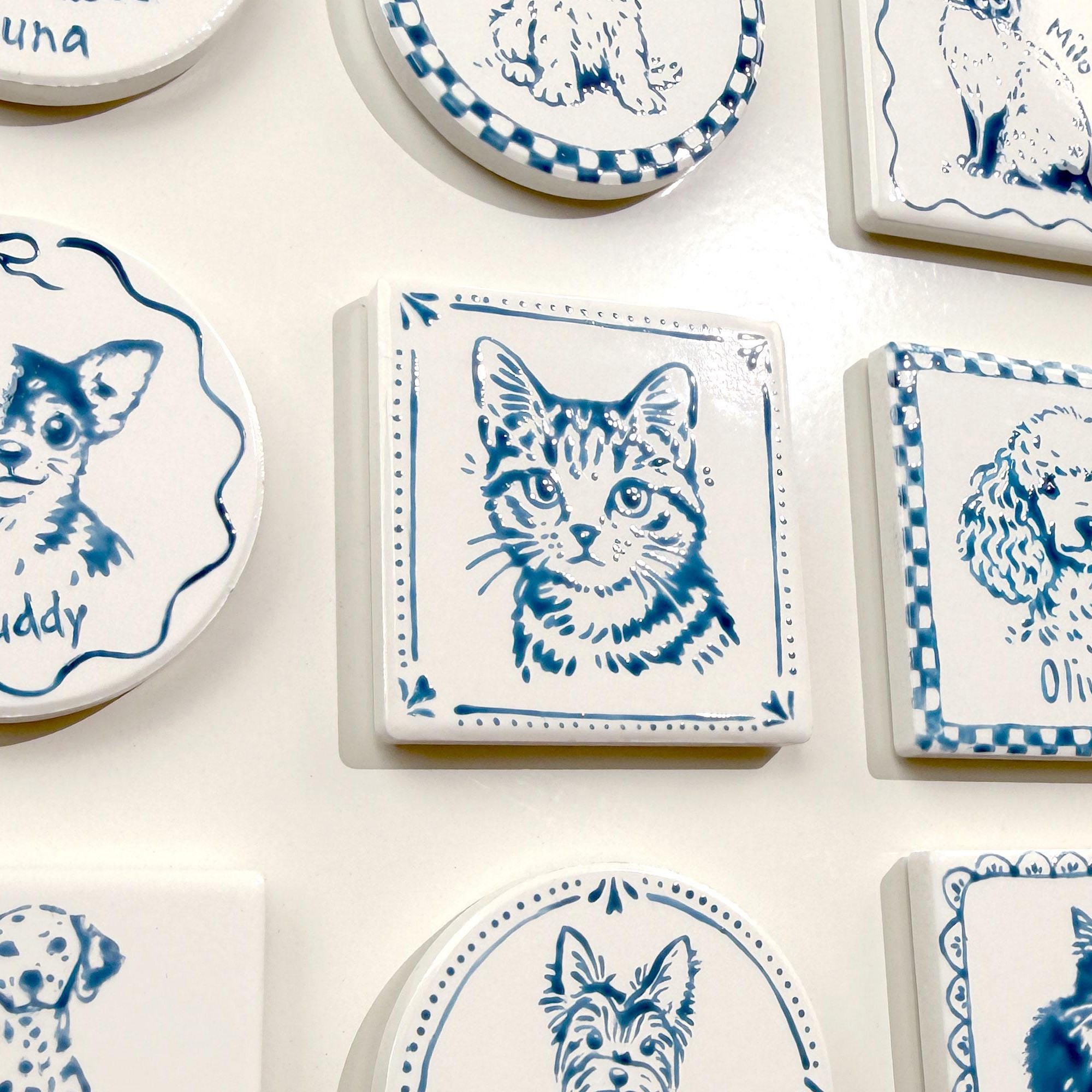 Custom Pet Portrait Ceramic Fridge Magnet, Christmas Gift for Pet Lovers