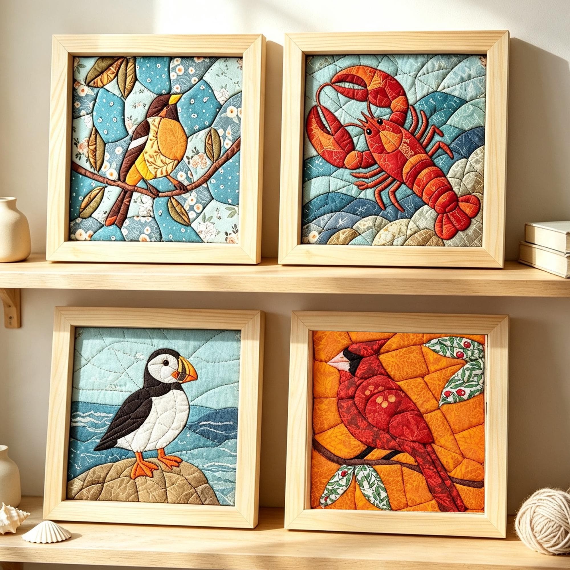 Kinusaiga Animal Art Kit No-Sew DIY Fabric Wall Art Kit for Adults Beginners