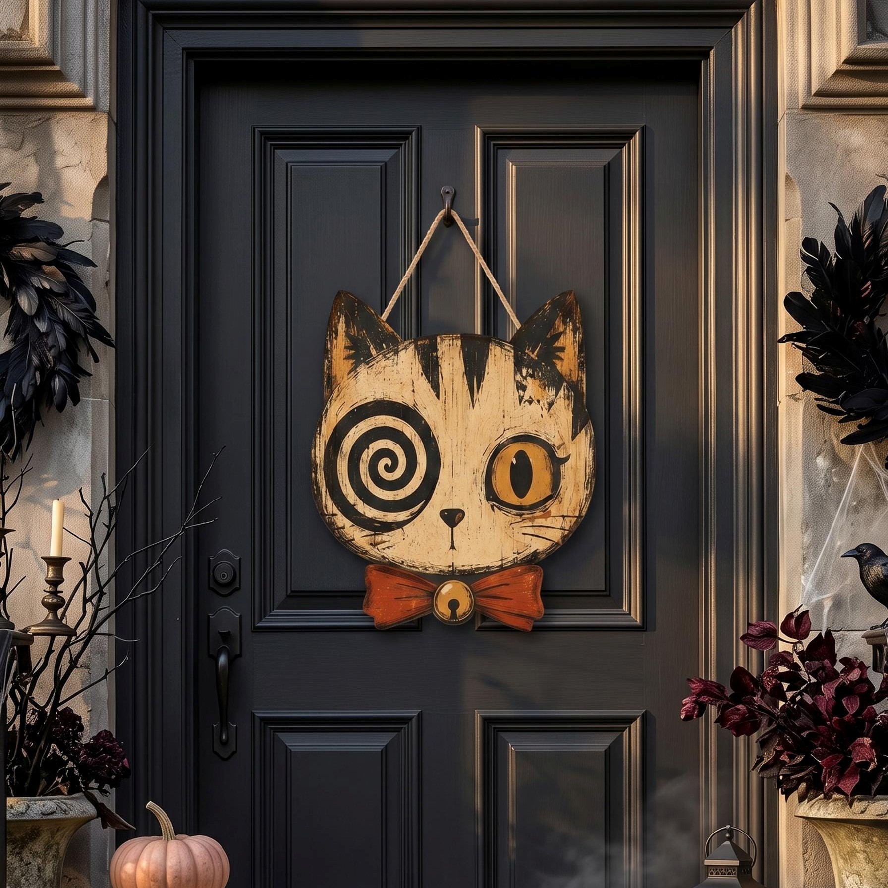 Vintage Halloween Door Hanger Gothic Front Door Decor Spooky Fall Home Decor