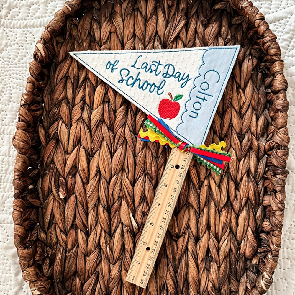 Personalized First Day of School Pennant Flag Custom Name Photo Prop for Kids Back to School Gift