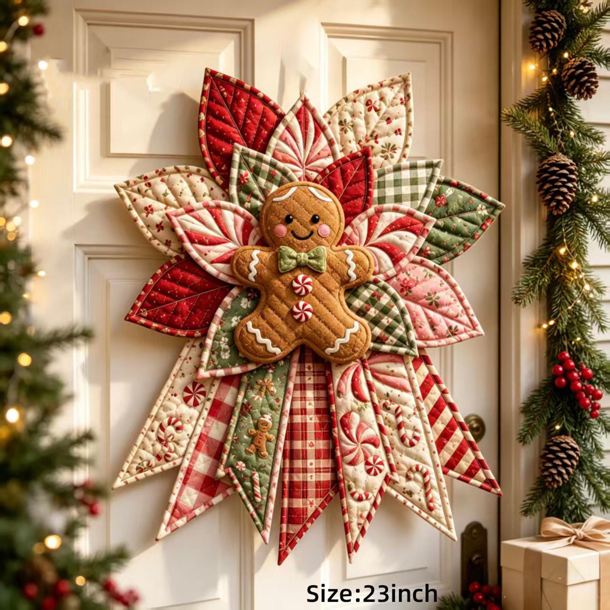 Christmas Quilted Door Hanger Sewing Kit DIY Holiday Patchwork Wreath Craft Kit for Beginners Holiday Gift for Crafters