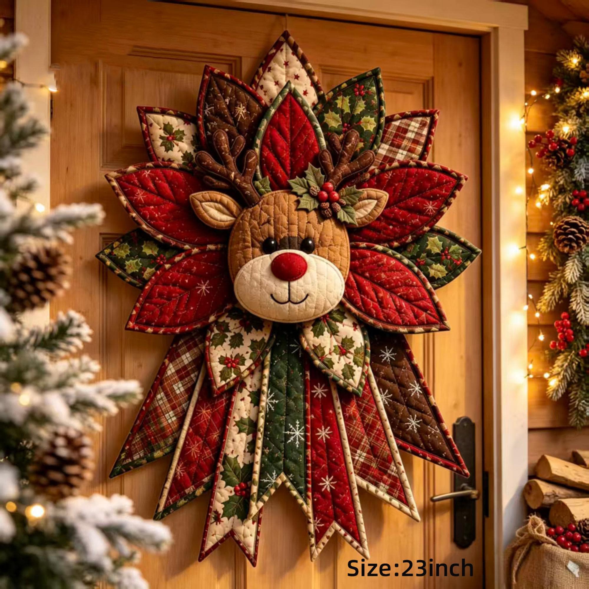 Christmas Quilted Door Hanger Sewing Kit DIY Holiday Patchwork Wreath Craft Kit for Beginners Holiday Gift for Crafters