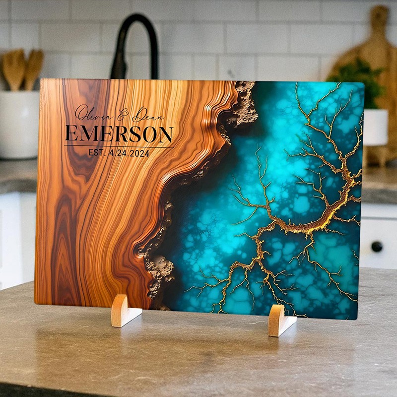 Personalized Glass Charcuterie Board Epoxy River Resin Cutting Board Kitchen Decor Closing Gifts