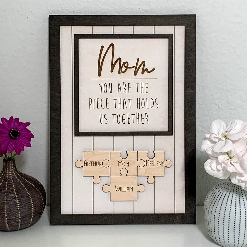 Personalized Mom Puzzle Piece Sign Mom You Are The Piece That Holds Us Together Puzzle Sign