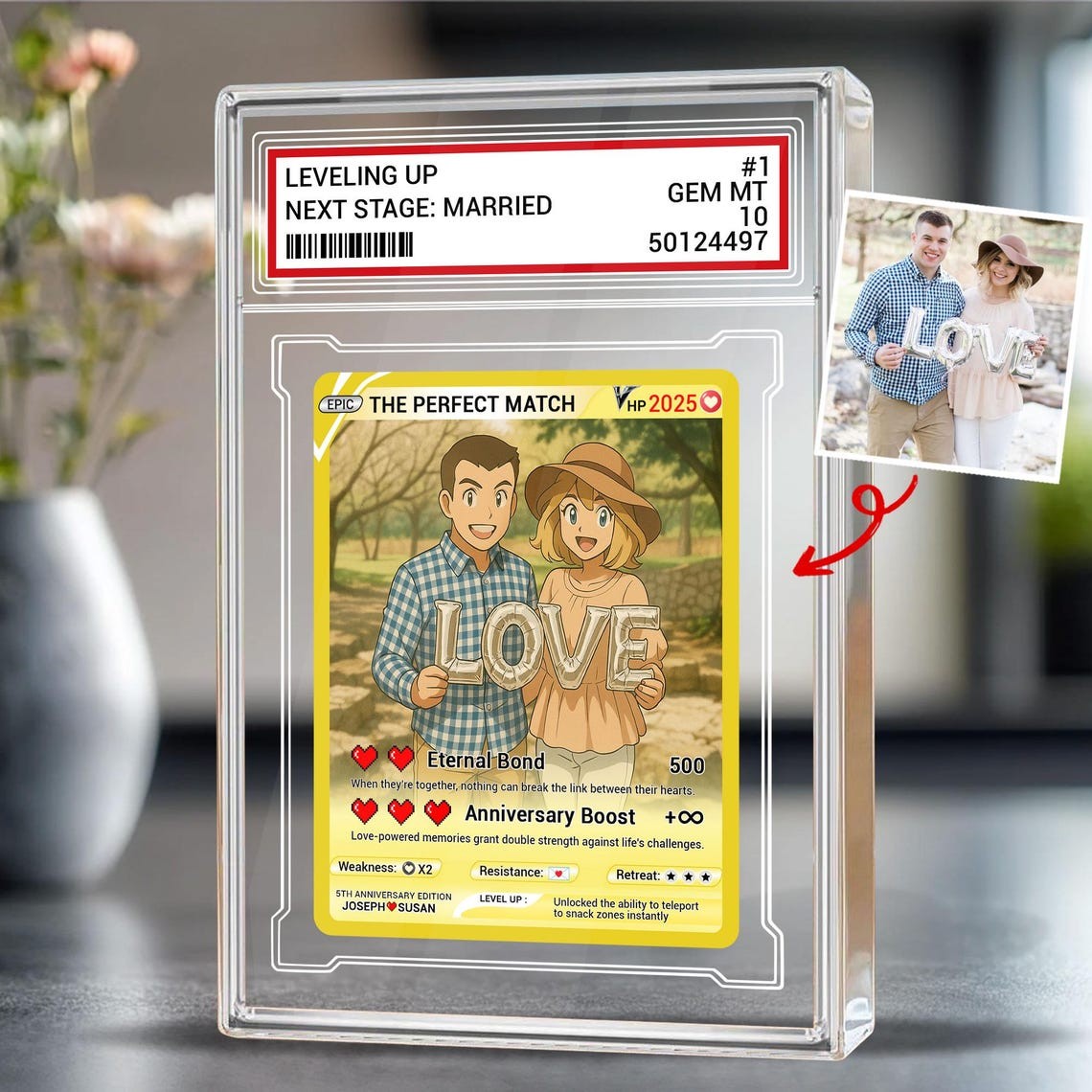 Personalized Anime Photo Style Wedding Card Gift Custom Acrylic with Your Photo Unique Anniversary Keepsake for Couples