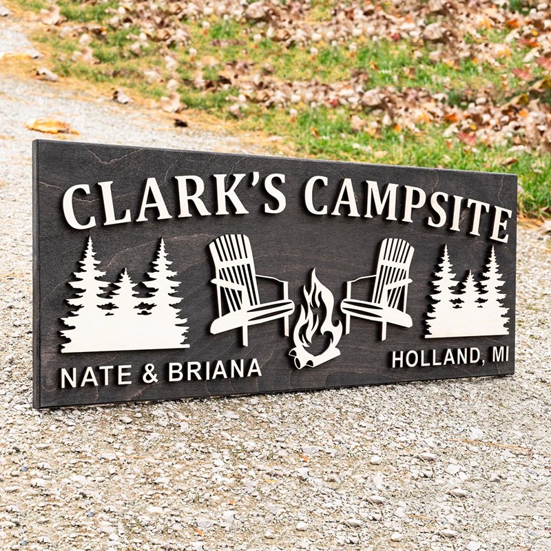 Custom Wood Campfire Sign Personalized Cabin Decor