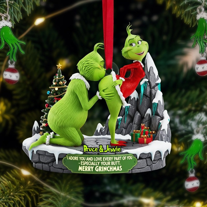 I Adore You Green Monster Couple Ornament Personalized Christmas Gifts