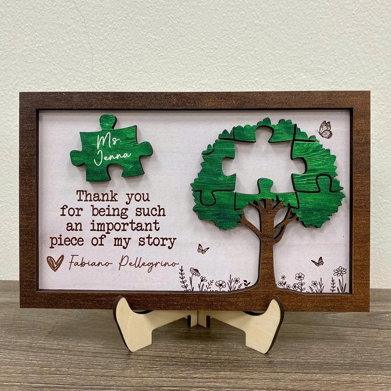 Thank You Teacher for Being an Important piece of My Story Sign Personalized Teacher Appreciation Gifts
