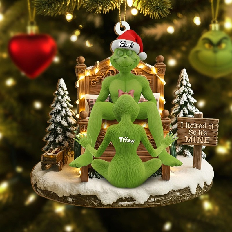 Naughty Green Monster Couple Ornament Personalized Christmas Gifts For Couple