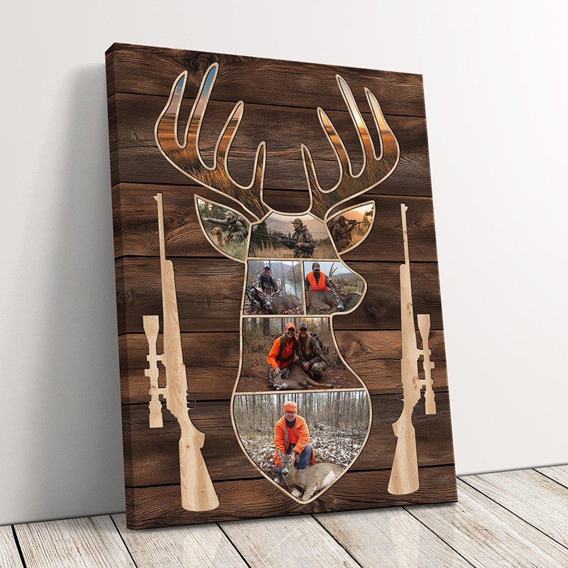 Personalized Gifts For Boyfriend Husband Deer Hunting Gift for Men Photo Display Trophy Memories Wall Art Rustic Decor Cabin Decoration Wildlife Print Personalized Gift Hunter Room Decor