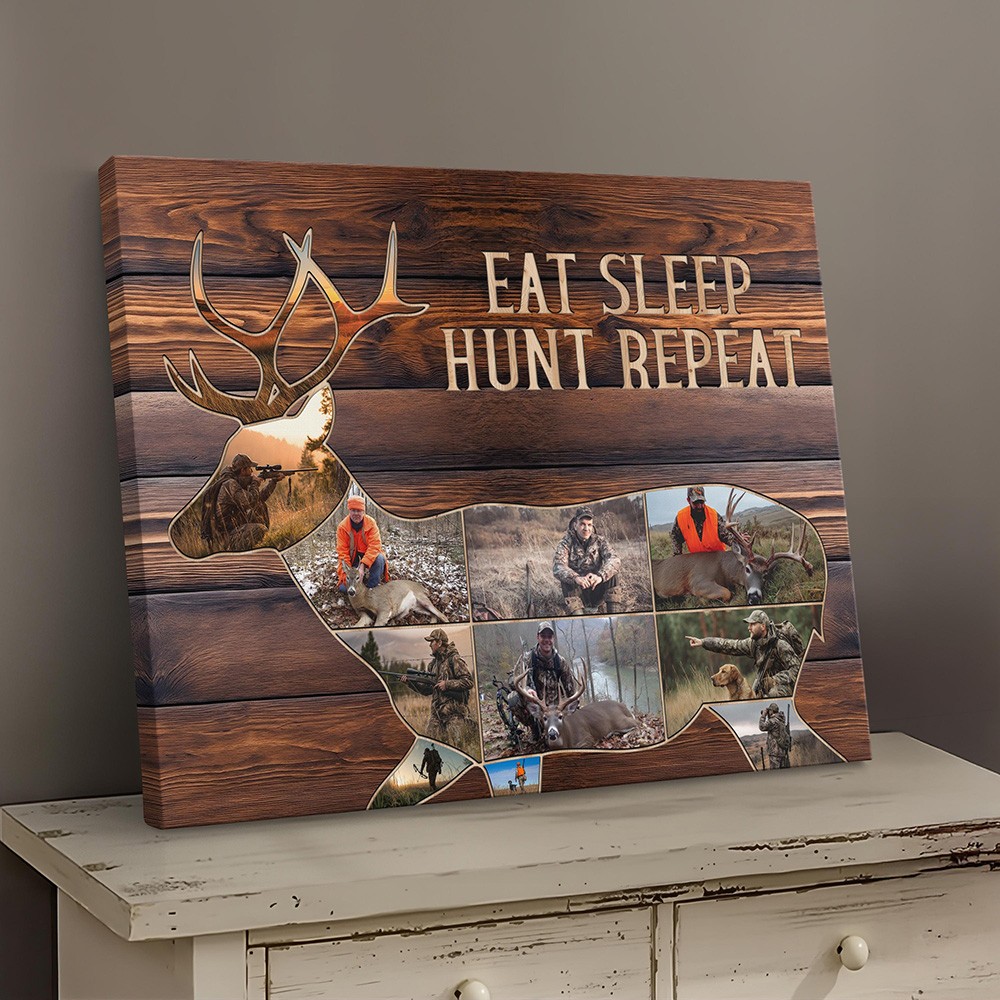 Personalized Gifts For Boyfriend Husband Hunting Gift for Men Hunting Photo Wall Art Deer Silhouette Display Frame Rustic Decor Hunter Gift Personalized Memories Collage Decor
