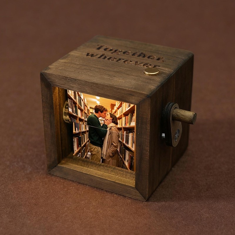 Personalized Photo Flipbook Animation Wood Box Photo Album Gift