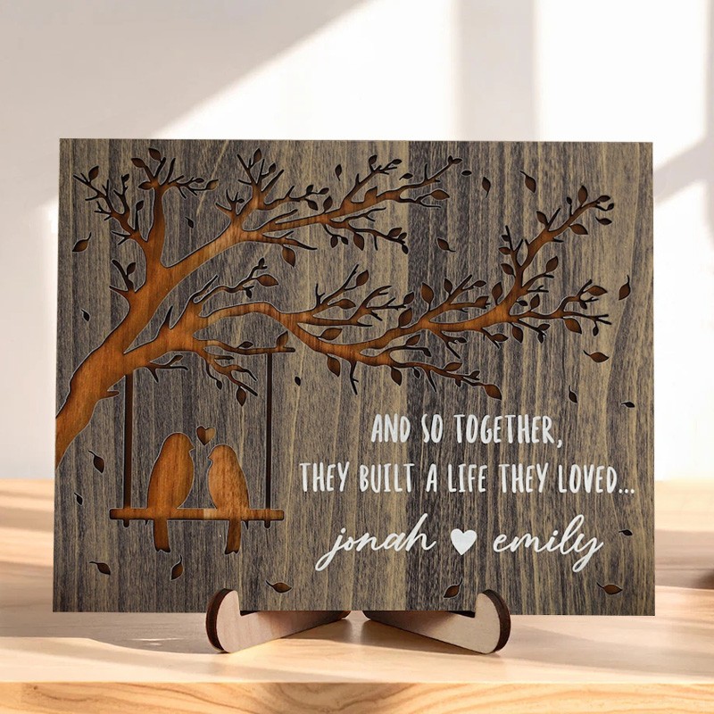 Personalized Love Birds Couple Plaque for Valentine's Day Gift Idea