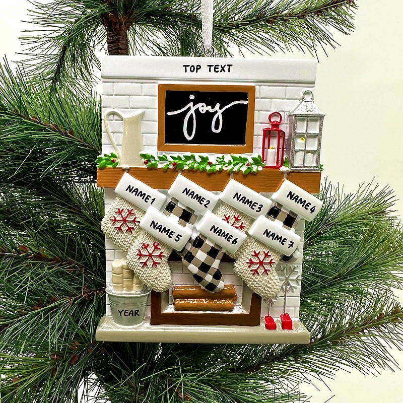 Personalized Fireplace Mantel Family Stocking Ornament Gift for Family