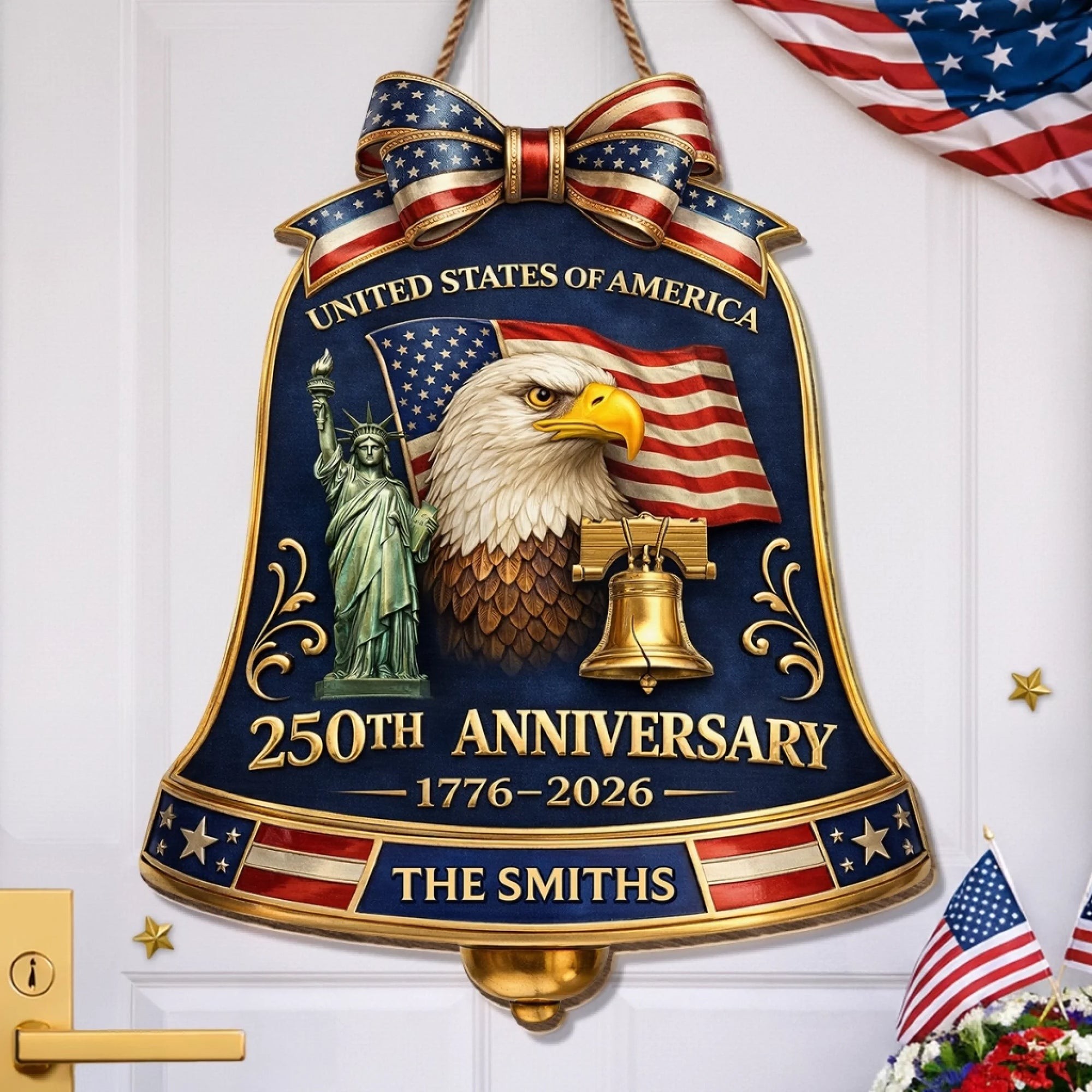 Personalized America 250 Wooden Sign with Family Name – Perfect Patriotic Gift & Home Decor