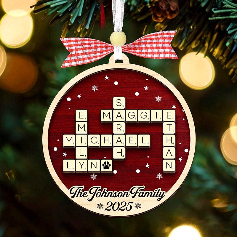 Personalized Scrabble Family Name Crossword Christmas Ornament Gift for Family