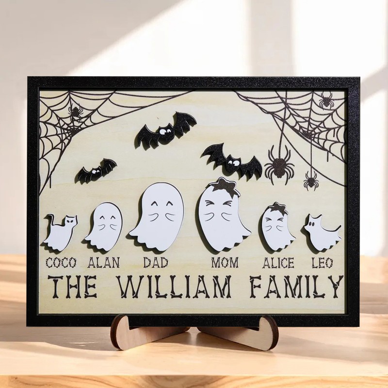 Personalized Halloween Ghost Family Name Sign Cute Halloween Decor