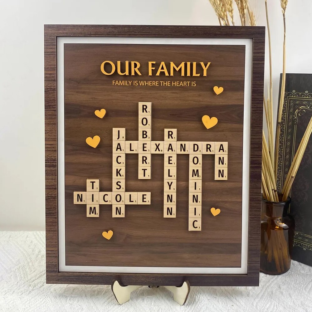 Personalized Family Name Crossword Scrabble Wooden Sign