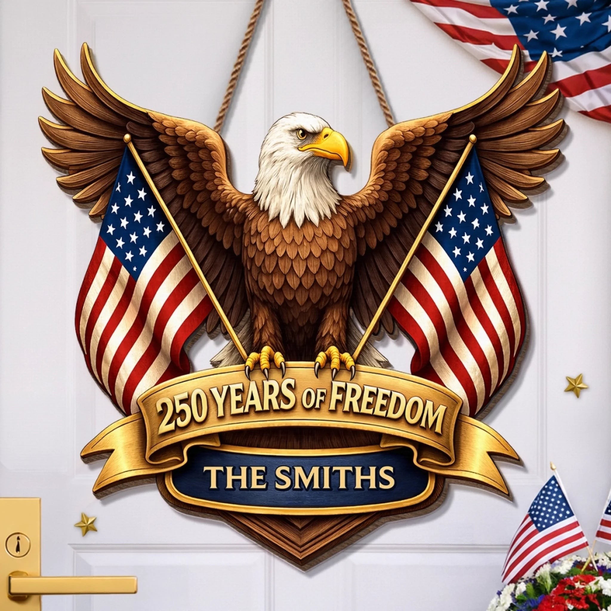 Personalized America 250 Wooden Sign with Family Name – Perfect Patriotic Gift & Home Decor