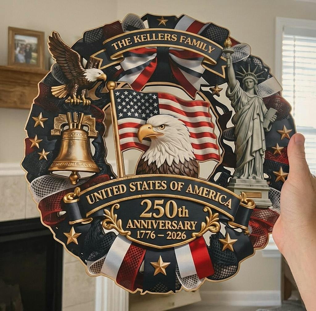 Personalized America 250 Wooden Sign with Family Name – Perfect Patriotic Gift & Home Decor