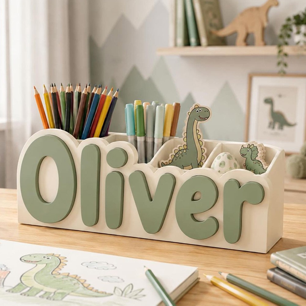 Personalized Name Pencil Holder Custom Desk Organizer for Kids Back to School Gift