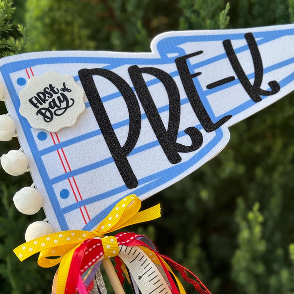 Personalized First Day of School Pennant Flag Custom Name Photo Prop for Kids Back to School Gift