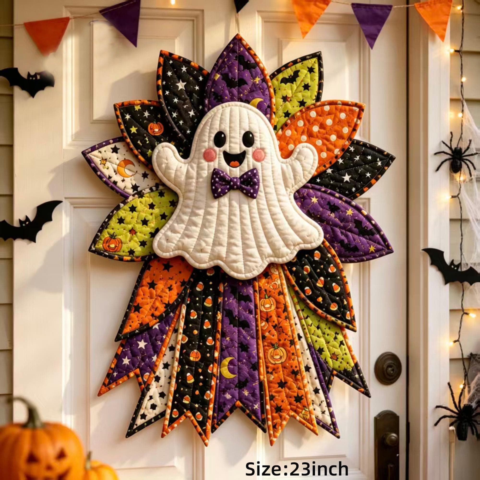 Halloween Quilted Door Hanger Sewing Kit DIY Holiday Patchwork Wreath Craft Kit for Beginners Holiday Gift for Crafters