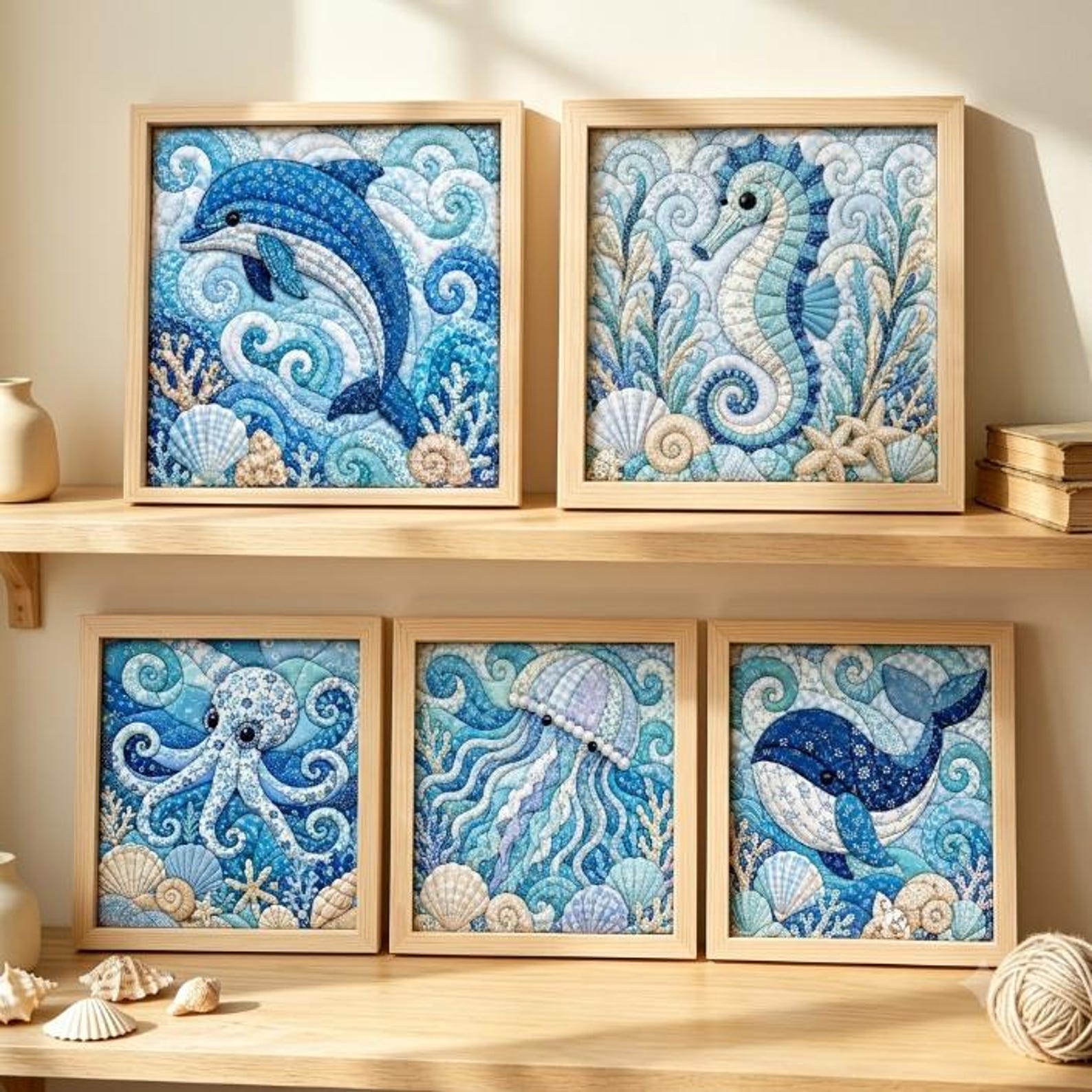 Kinusaiga Animal Art Kit No-Sew DIY Fabric Wall Art Kit for Adults Beginners