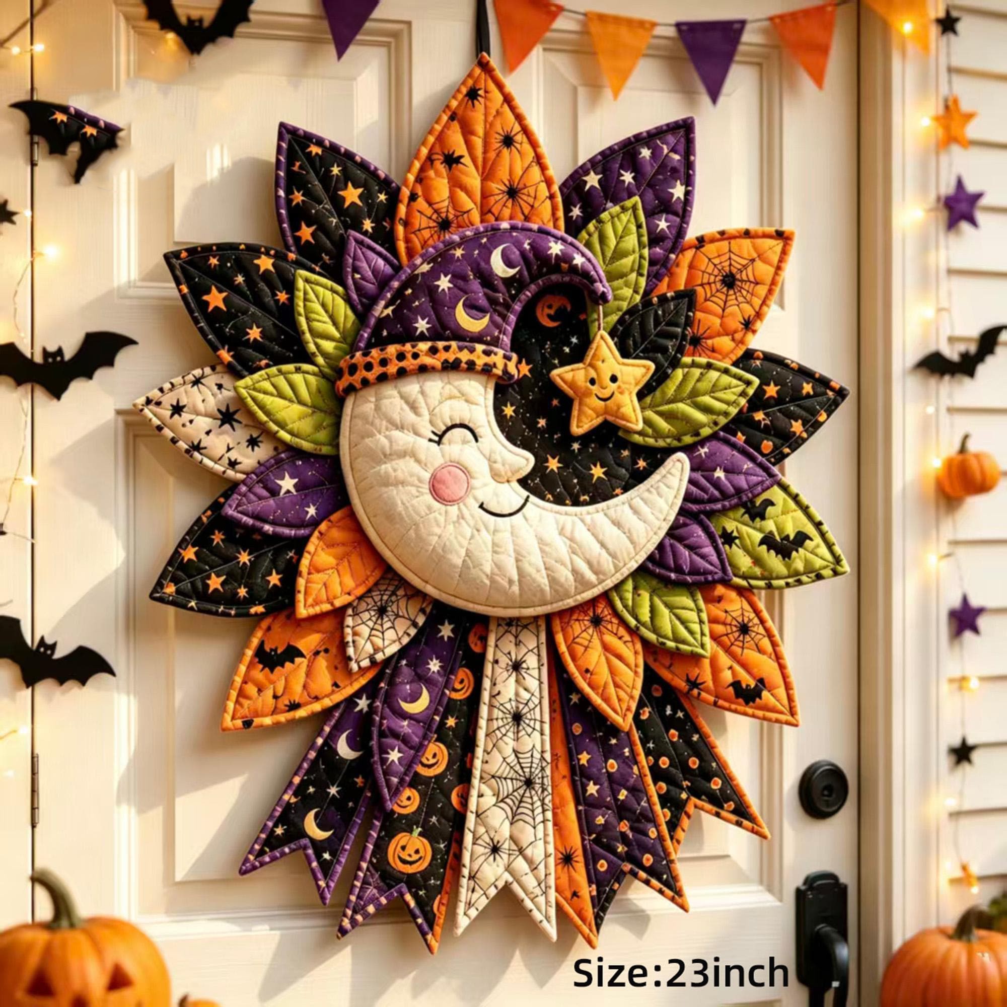 Halloween Quilted Door Hanger Sewing Kit DIY Holiday Patchwork Wreath Craft Kit for Beginners Holiday Gift for Crafters