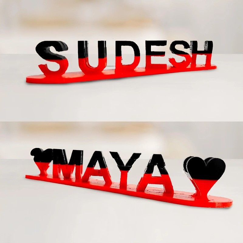 Dual Name Illusion Love 3D Printed Nameplate as Sweet Gifts