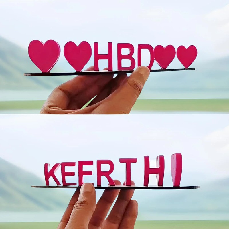 Dual Name Illusion Love 3D Printed Nameplate as Sweet Gifts