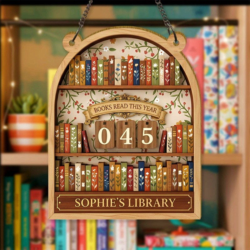 Vintage Book Tracker Sign - Personalized Reading Tracker - Book Lover Gift- Books Read This Year Counter