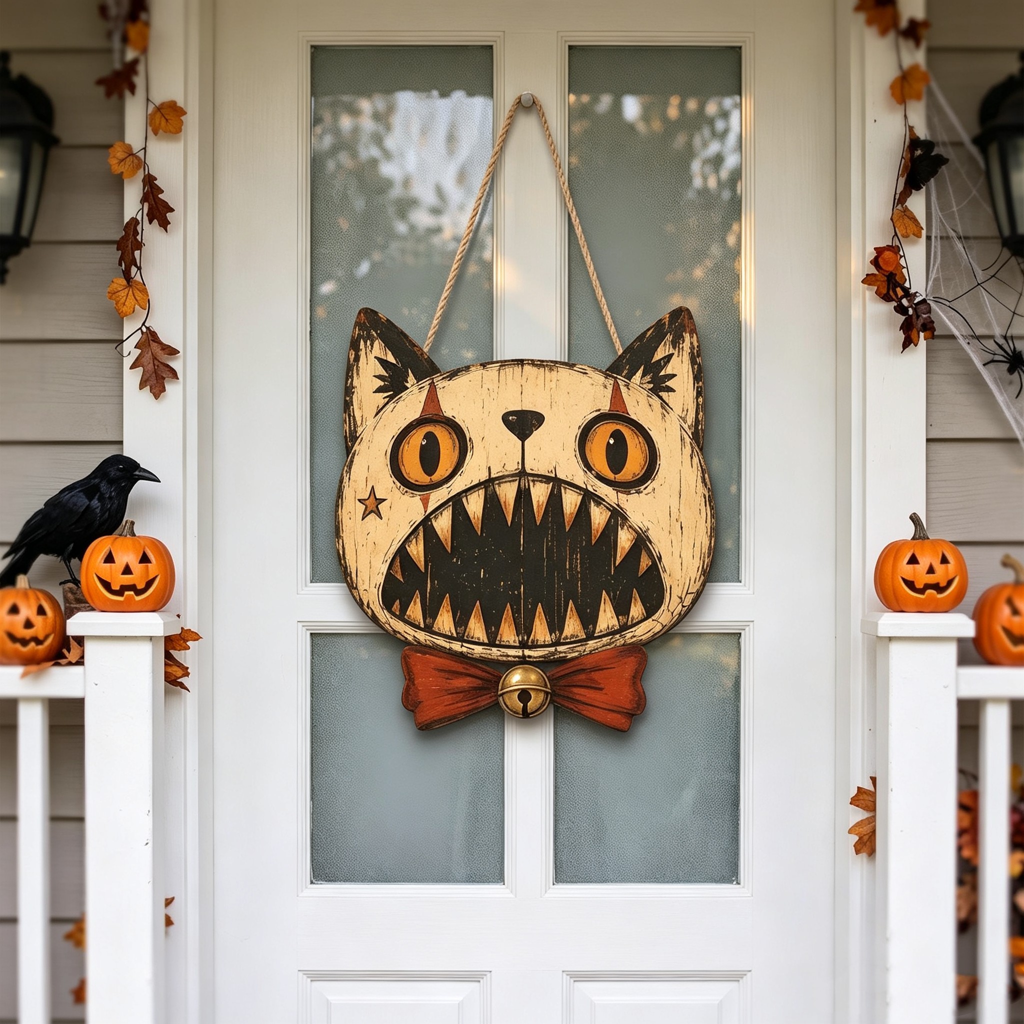 Vintage Halloween Door Hanger Gothic Front Door Decor Spooky Fall Home Decor
