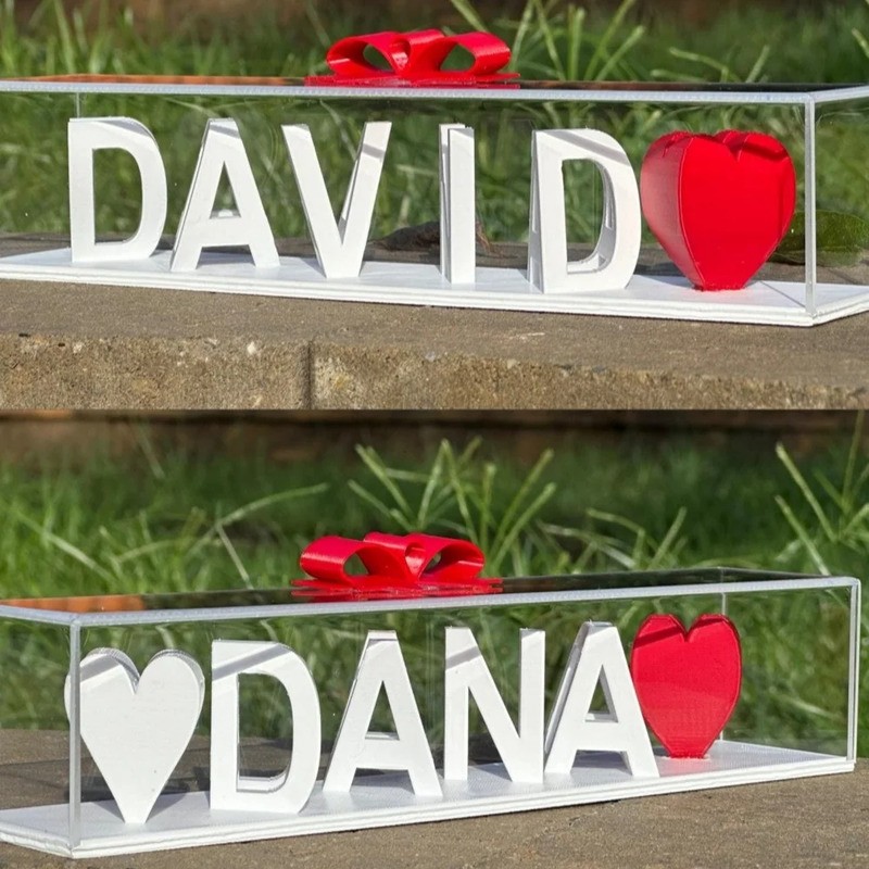 Dual Name Illusion Love 3D Printed Nameplate as Sweet Gifts