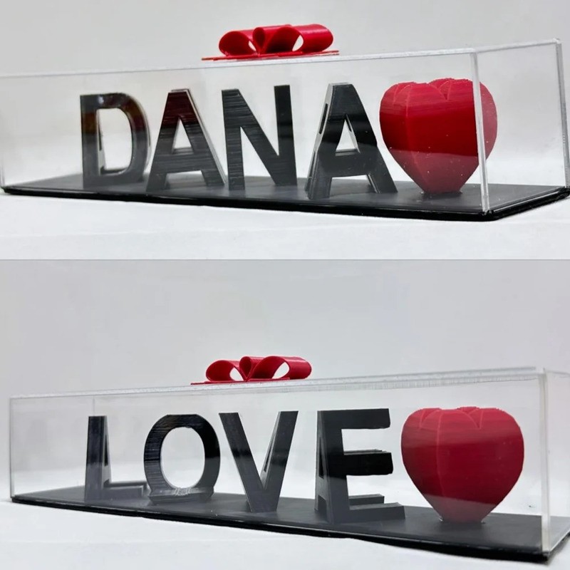 Dual Name Illusion Love 3D Printed Nameplate as Sweet Gifts