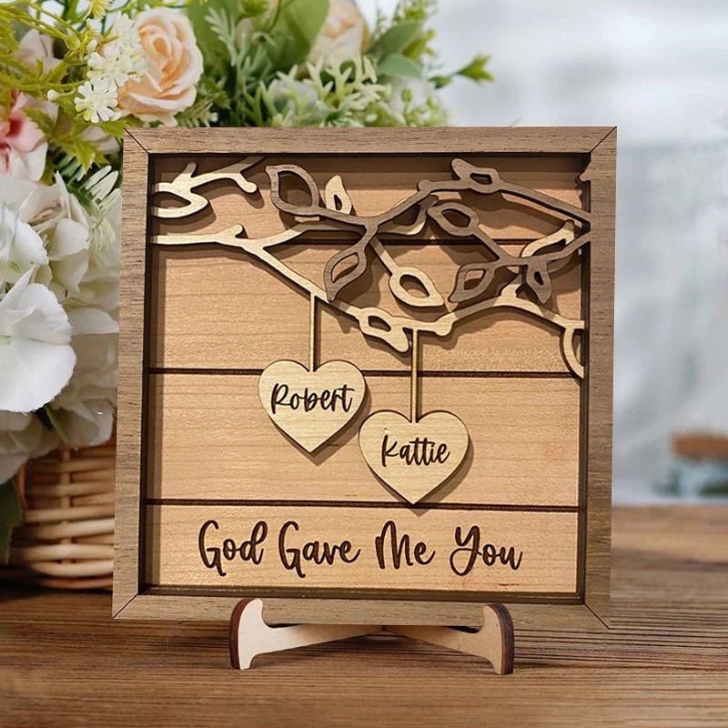 Personalized Couples Names Wooden Sign Gift for Couples