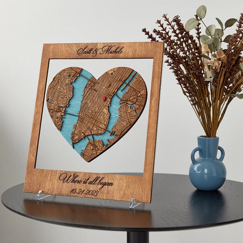 Where it all Began Location City Map Wooden Framed Wall Art