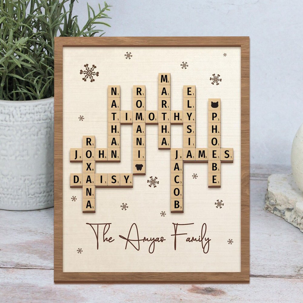 Personalized Family Name Crossword Scrabble Wooden Sign