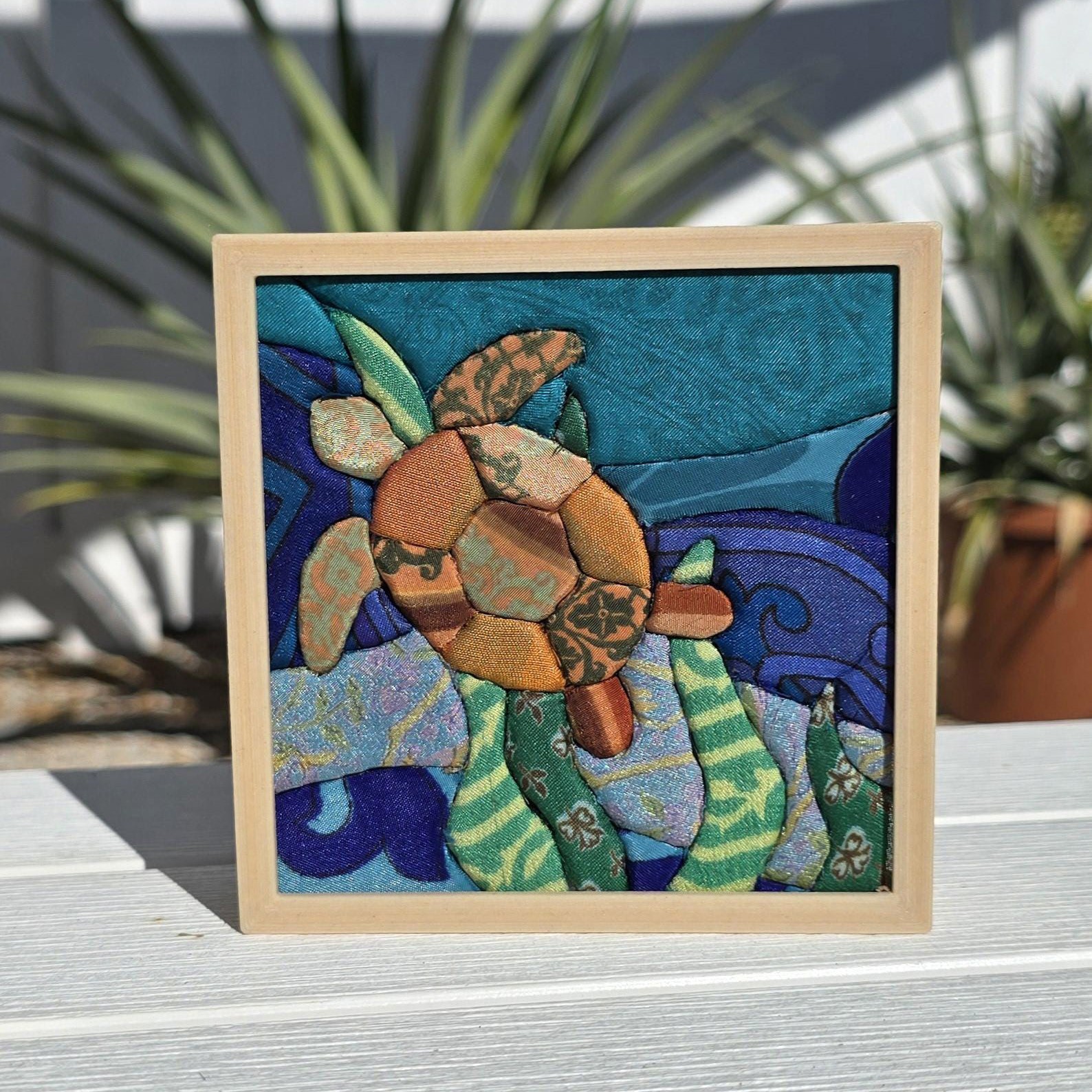 Sea Turtle Kinusaiga Art Kit No-Sew DIY Fabric Wall Art Kit for Adults Beginners
