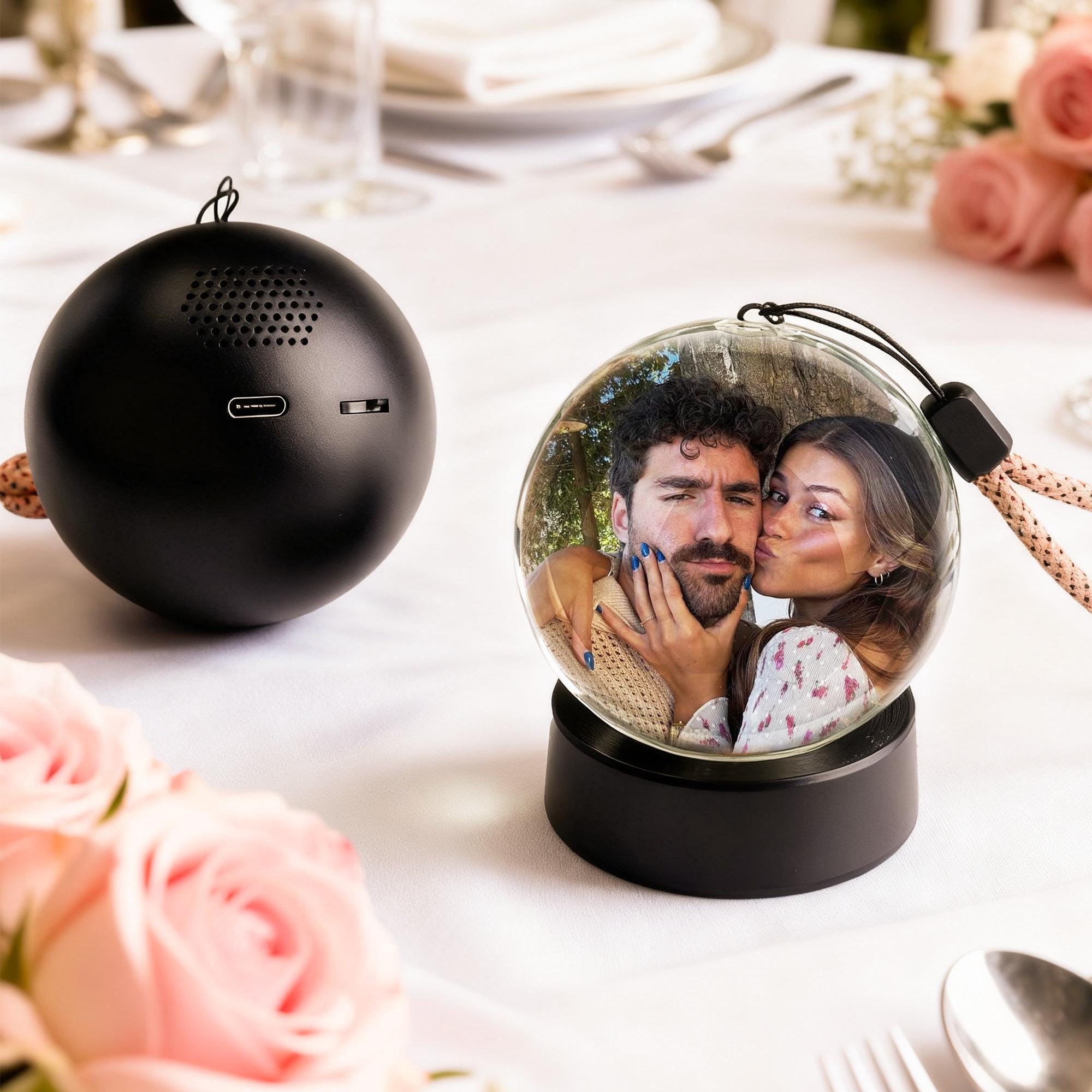 Personalized Glass Video Globe: Playable Memory Orb with Base