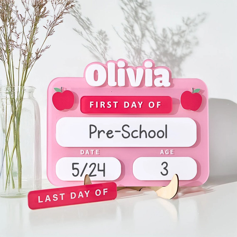 Personalized First/Last Day of School Sign Interchangeable Back to School Sign Gift for Kid