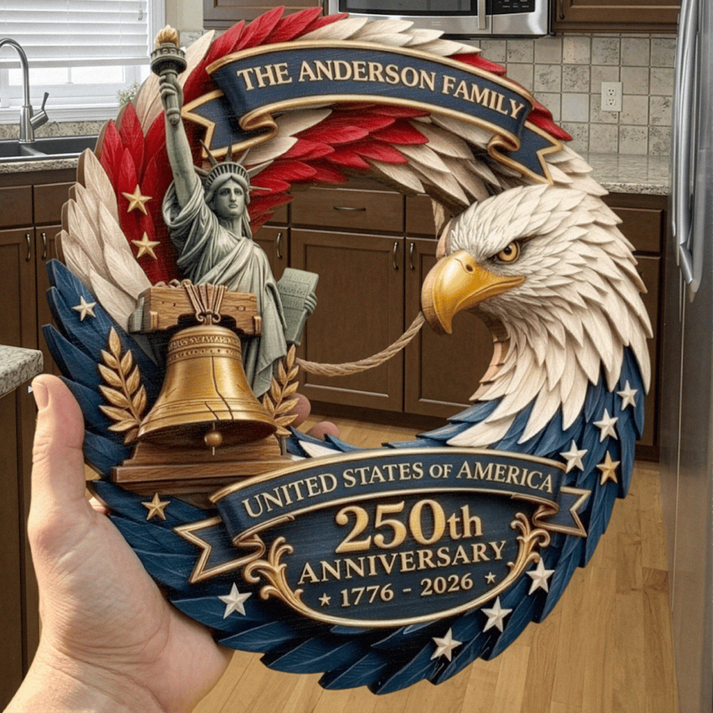 Personalized America 250 Wooden Sign with Family Name – Perfect Patriotic Gift & Home Decor