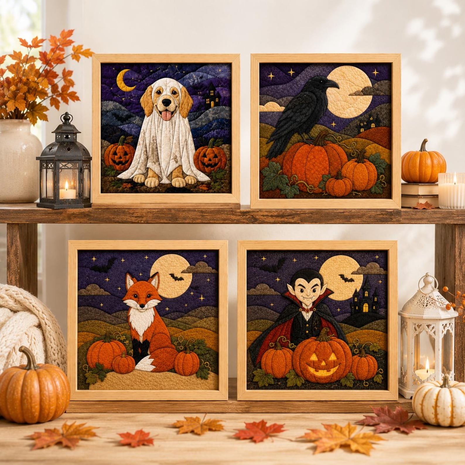 Halloween Kinusaiga Art Kit No-Sew DIY Fabric Wall Art Kit for Adults Beginners