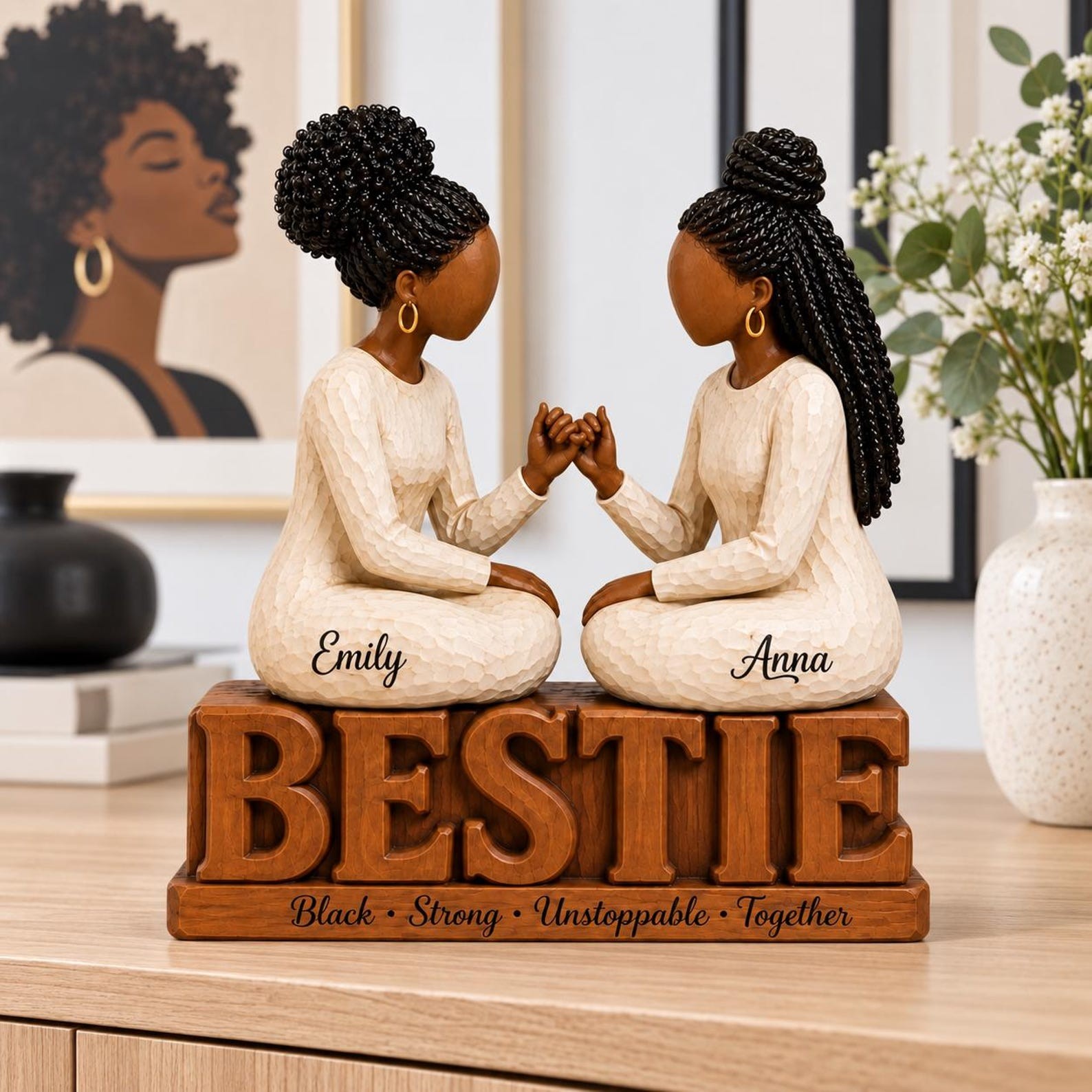 Personalized Wooden Block Figurine Custom Name Christmas Gift