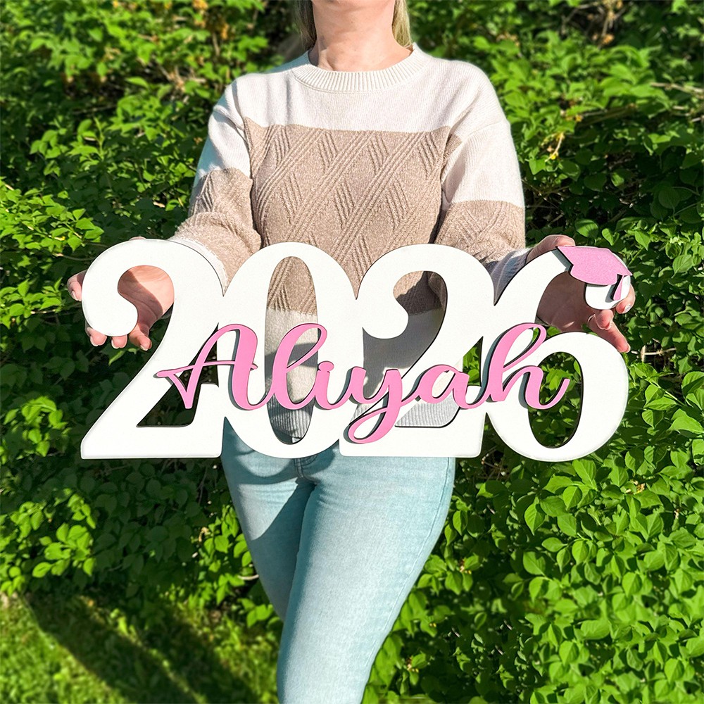 Personalized Graduation Party Sign with Name, Custom Graduation Decor for Gift Table, Dessert Table or Centerpiece