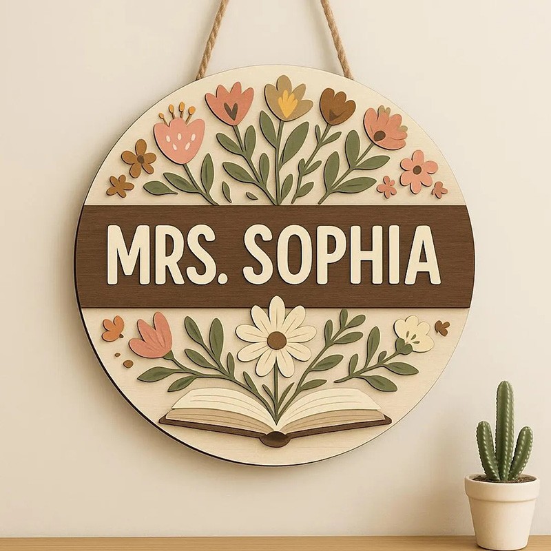 Personalized 3D Teacher Door Sign with Name Personalized Teacher Appreciation Gifts