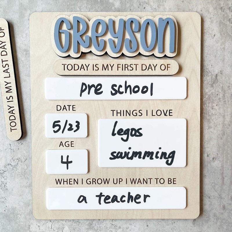 Personalized First Day of School Sign Reusable Back to School Board Gift for Kid