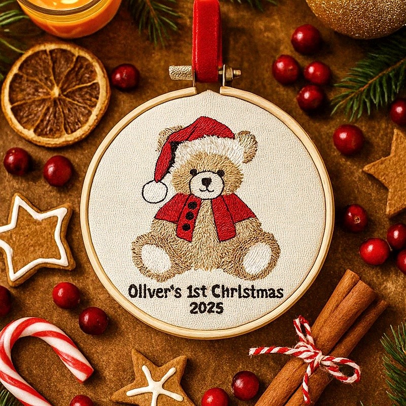 Personalized Baby's First Christmas Embroidered Ornament Keepsake