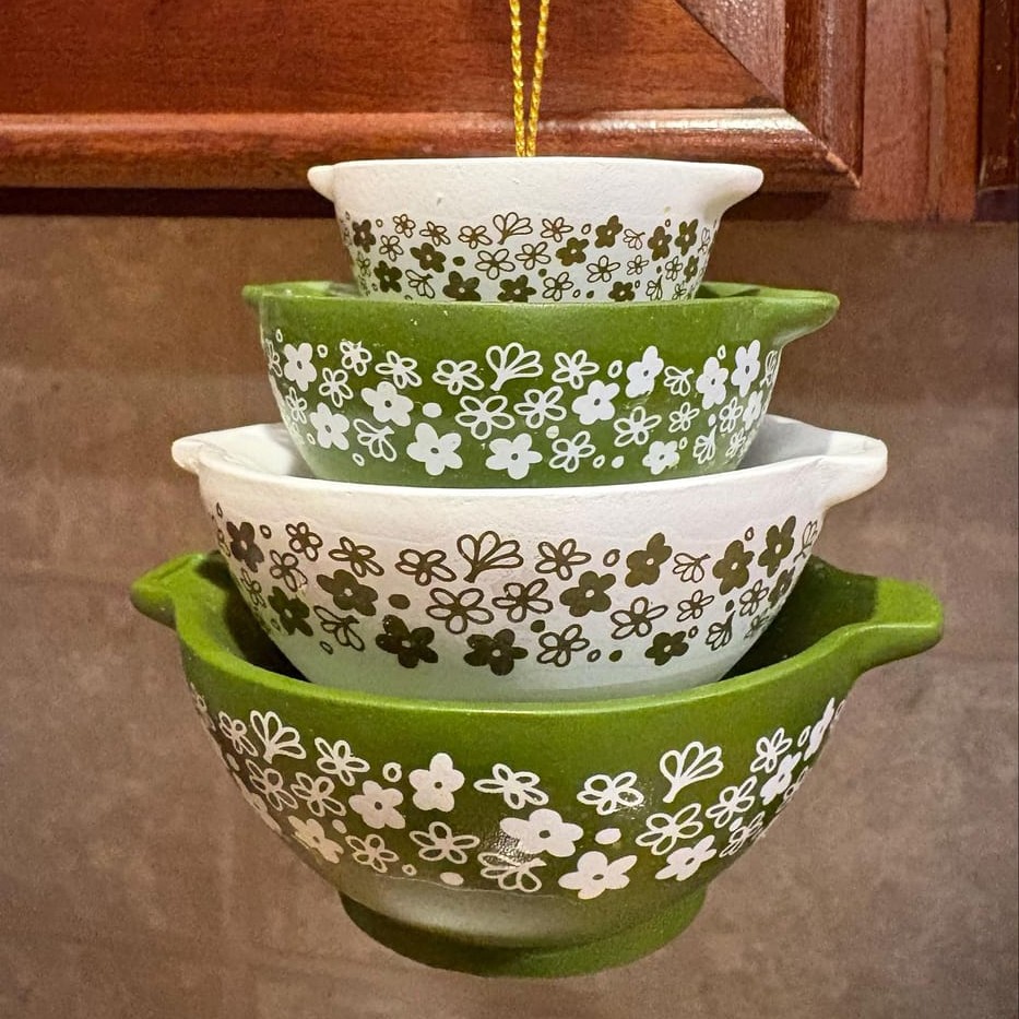 Mini Bowl Stack Ornament Retro Kitchen Christmas Decor